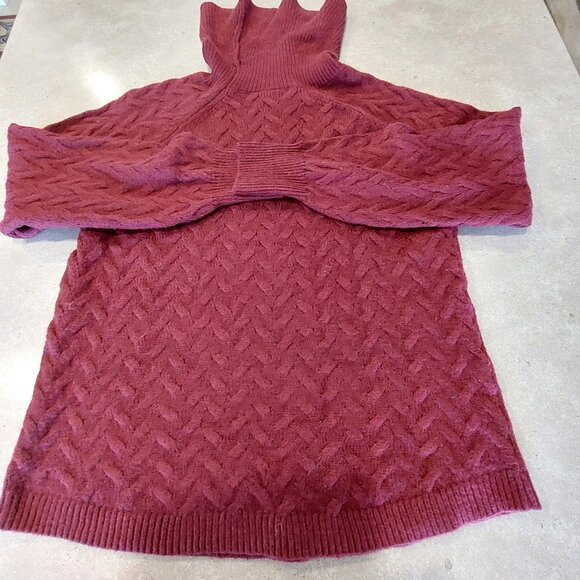 ST. JOHN'S BAY Women's Chevron Design Cowl Neck L/S Sweater - Burgundy - SML - Picture 9 of 11
